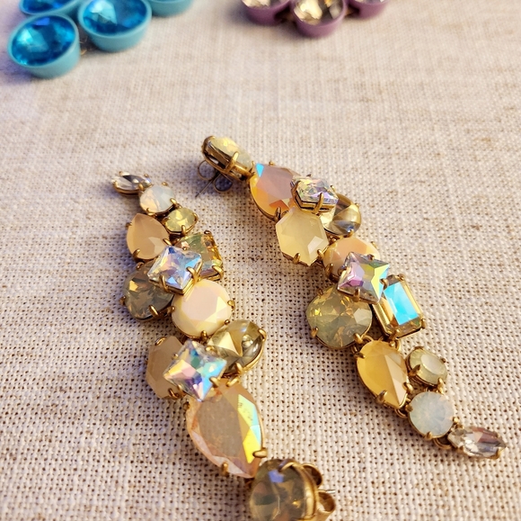 J. Crew Irredecent Multi Stone Crystal Earrings - Picture 5 of 9